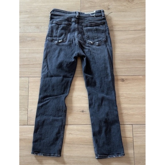 Rag & Bone Nina High Rise Ankle Flare Jeans Distressed Black W2947C104 Size 27 - Picture 3 of 5